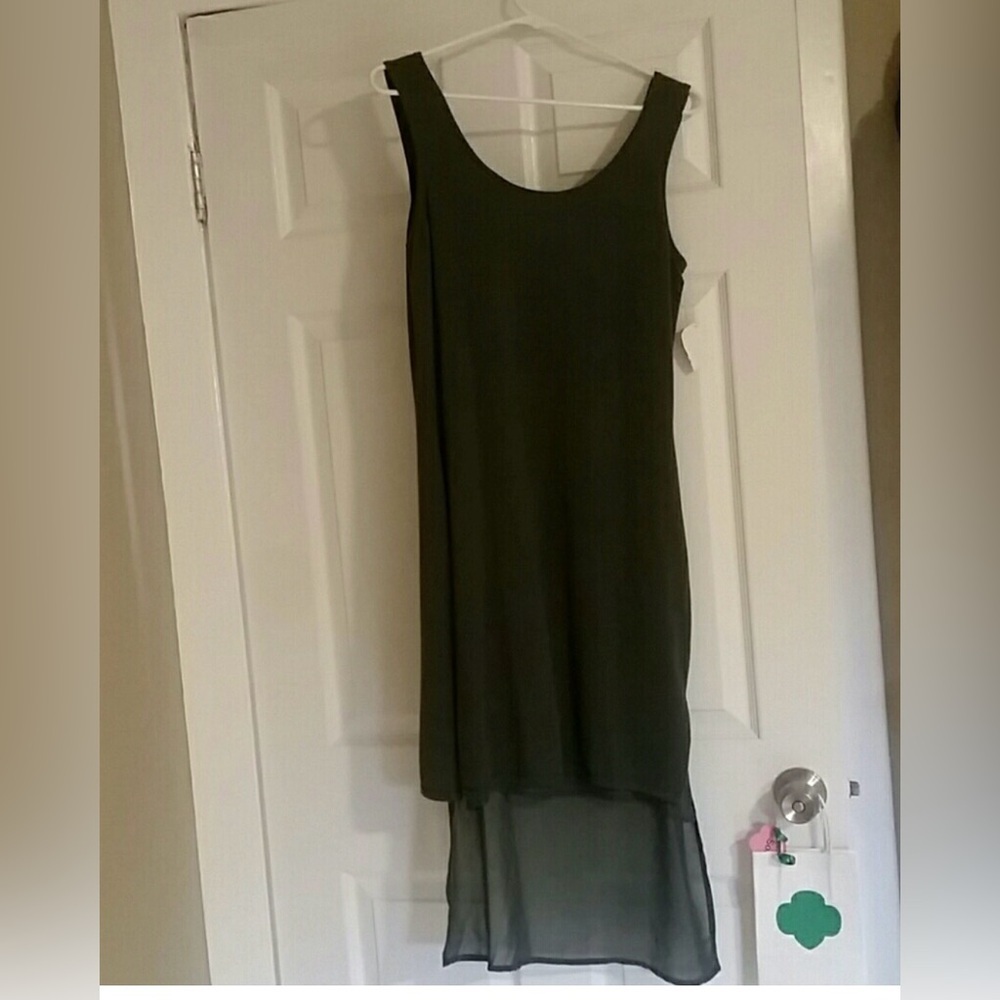 Chic Green High-Low Sleeveless Dress